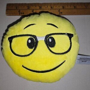 6 Inch round emoji plush with nerd glasses